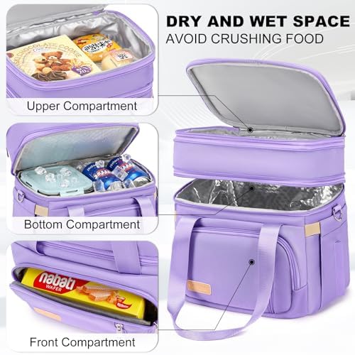MAPLELILY Lunch Box for Men Women - Double Deck Insulated Lunch Bag