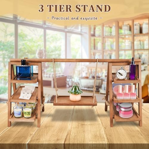 Flenpptly Wooden Cupcake Stand, 3 Tier Cupcake Display Stand, Brown