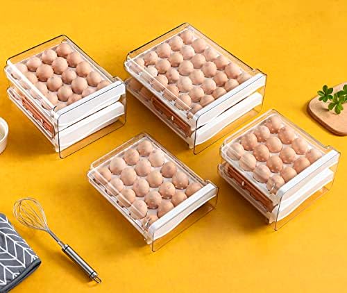 Sooyee 60-Egg Holder for Fridge, 2 Drawers