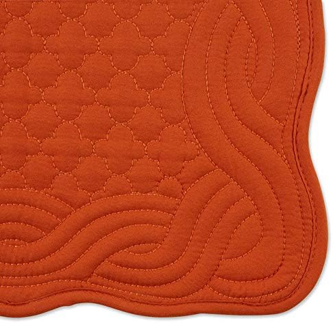 DII Quilted Farmhouse Collection Tabletop, Placemat Set, Pumpkin