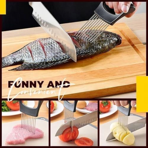 2 PC Stainless Steel Onion Slice Holder, Lemon Slicer Vegetable