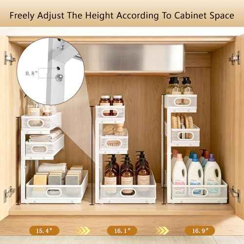 Under Sink Organizer, 2-Pack 3-tier Under Sink Storage Organizer
