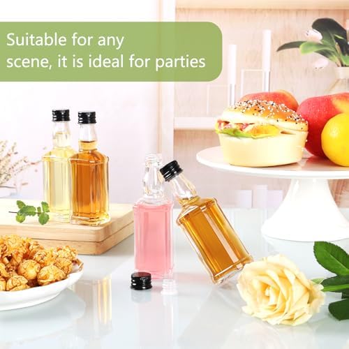 12 Pack 1.5oz Hot Sauce Bottles, Mini Glass Liquor Bottle With Lids
