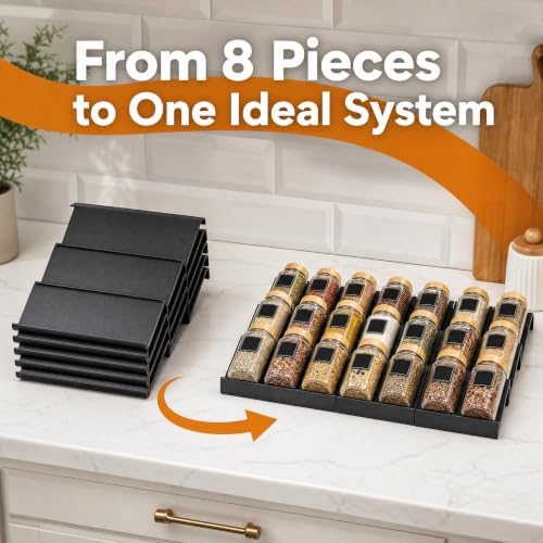 8 Pack Expandable Spice Drawer Organizer Tray Insert for Kitchen