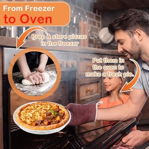 50 Pack Disposable Round Foil Pizza Pans Aluminum Pizza Pans for