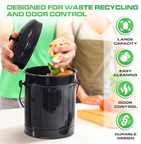Plexon 1.5 Gallon Metal Compost Bin with Airflow Lid