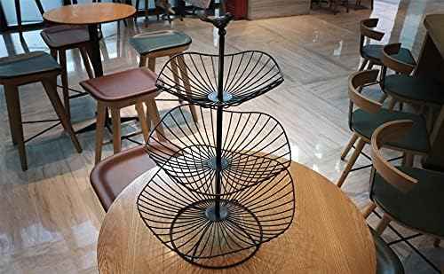 easyBee 3-Tier Fruit Basket Tower Stand, Metal Wire Construction, Vegetable Tiered Shelf, Tall Standing Produce Holder, Serving Basket for More Counter Space, 31 x 25 x 20 cm - Black