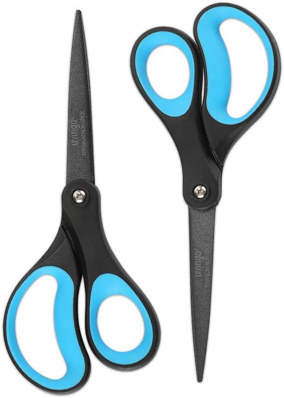 LIVINGO 2 Pack 8" Titanium Non-Stick Scissors, Professional Stainless Steel by LIVINGO