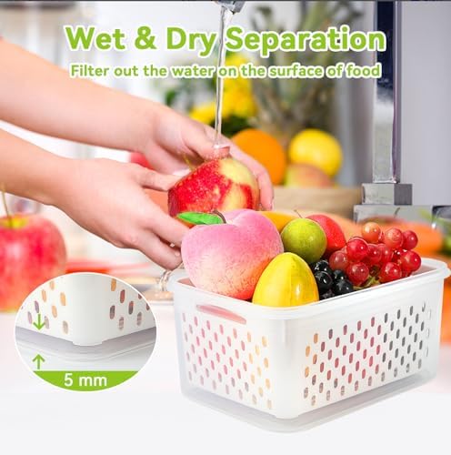 3 Pack Fruit Storage Containers for Fridge, Airtight Food Storage