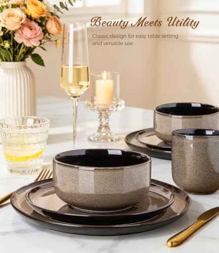 LERATIO Ceramic Dinnerware Sets for 8,24-Pcs Porcelain Plates and Bowls Set