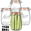 Anwoi 32 oz Wide Mouth Glass Storage Jars, 4 Pack