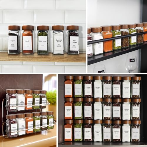 24 Pack 4 oz Glass Spice Jars with Shaker Lids& Labels Glass Bottles