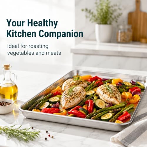 TeamFar Baking Sheets Set of 3, 16x12x1 inch Cookie Sheet Baking Tray