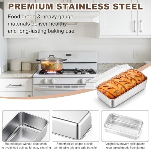 TeamFar Loaf Pan for Baking Bread, 9 x 5 Inch Bread Pan with Lid, Set