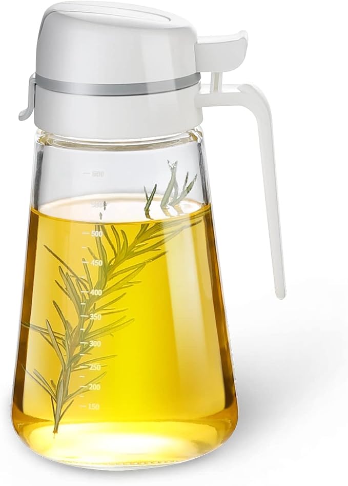 Auto Flip Glass Olive Oil Dispenser Bottle - 22oz Clear Cruet by Meterga