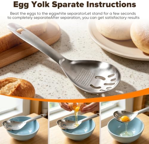 Cooking Slotted Spoon with Egg Separator, Grater, Bottle Opener