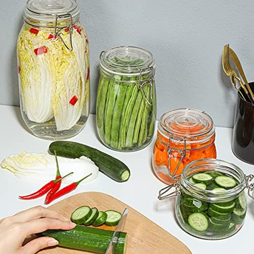ComSaf Round Glass Pantry Jars, 17 oz, 6 Pack with Lids