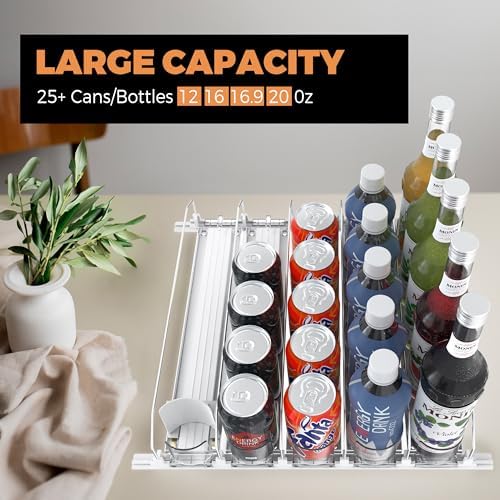 5-Row Drink Organizer for Fridge, Holds 25 Cans