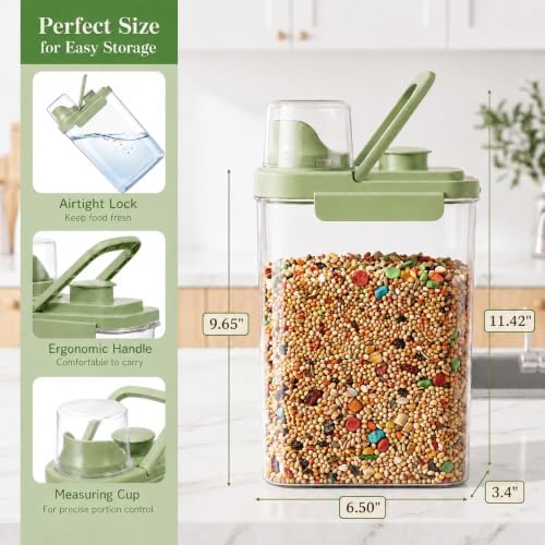 2 Pcs 3 Qt/2.8 L Bird Seed Storage Containers, Plastic Airtight Bird