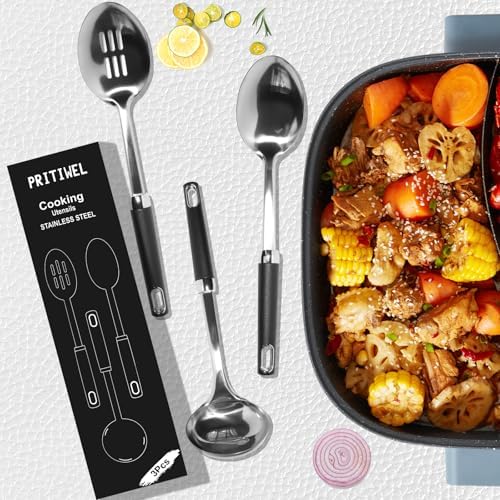 12" Stainless Steel Cooking Spoons Set & Serving Spoons Set with