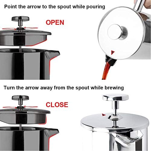 Secura French Press with 4 Replacement Screens, 17 Ounces