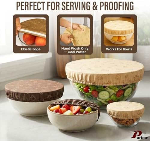 Reusable Beeswax Bowl Covers, Set of 5, 5.5–13-Inch