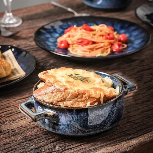 vicrays Ceramic Soup Bowls with Handles, 24 Oz Porcelain Soup Crocks