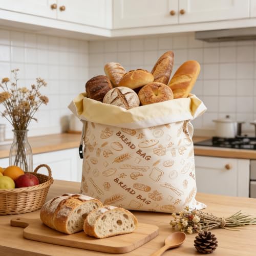 2 Rustic Harvest Beeswax Bread Bags, 17×13 Inch