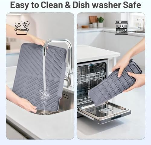 Silicone Dish Drying Mat for Kitchen Counter Essentials Wider Drain