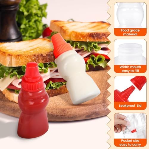 4 Pcs Mini Condiment Squeeze Bottles for Lunch Accessories, Mini