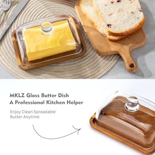 Butter Dish with Lid, Clear Glass Domed Cheese Dish with Handle