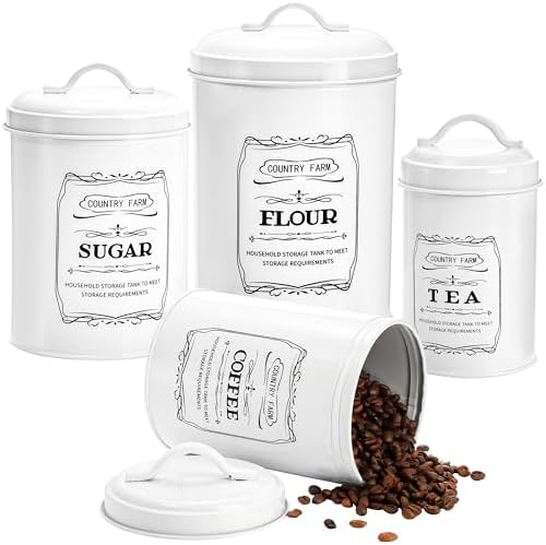 yarlung Set of 4 Kitchen Canisters with Airtight Lids, Coffee Tea