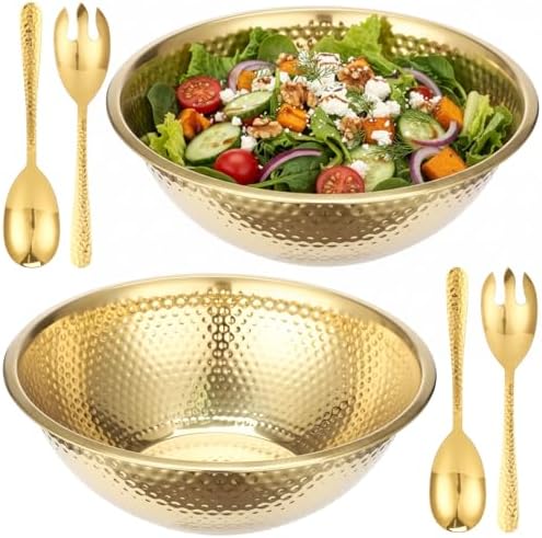 yeesport 2 Pcs 13" Large Stainless Steel Salad Bowls Set with 4