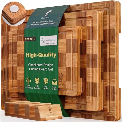 Extra Large Bamboo Cutting Boards, 3-Pack Heavy Duty Bamboo Cutting