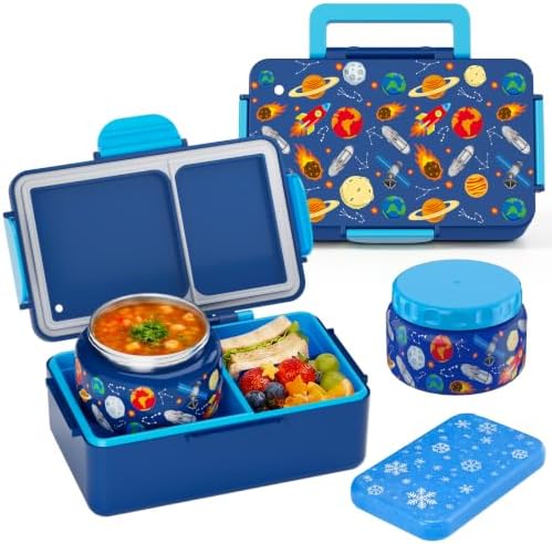 Bento Lunch Box for Kids–3 Compartment Leak Proof Insulated Lunch