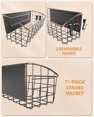 2-Pack Magnetic Shelf for Refrigerator, Black