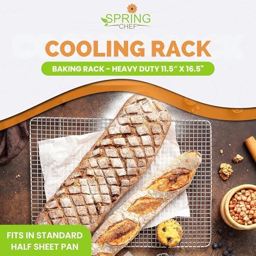Spring Chef 11.5" x 16.5" Stainless Steel Cooling Rack for Baking, Set