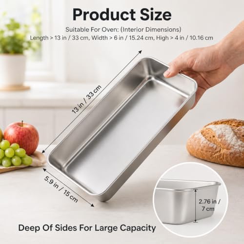 2 Pack Loaf Pans for Baking Bread Stainless Steel Loaf Pan