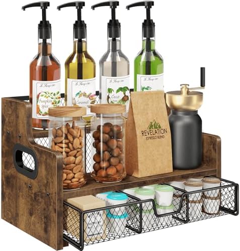 Homode Coffee Syrup Rack Organizer, 3-Tier 8-Bottle Holder