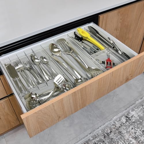Glad Clear Plastic Silverware Drawer Organizer, 6 Compartments