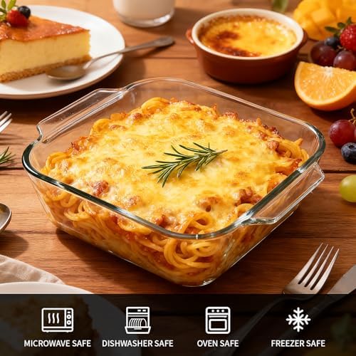 6"x6" Baking Pan, Square Baking Dishes 2 Pack Glass Bakeware Dish For