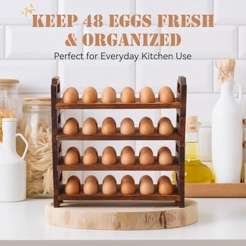 LemonRoad 4-Tier Wooden Egg Holder, Pine