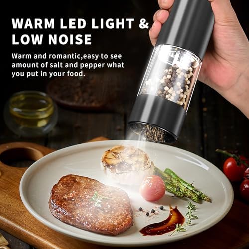 Haomacro Electric Salt & Pepper Grinder Set, Larger Capacity