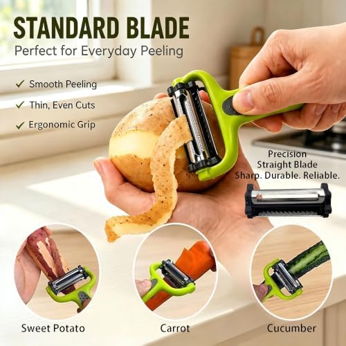 Vegetable Peeler Set, 2PCS Y & I Peeler for Kitchen, 4-in-1