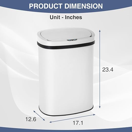 PayLessHere | 13 Gallon Stainless Steel Trash Can | White | Automatic Touchless - Image 7