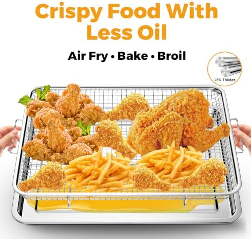 DONGULI Air Fryer Basket for Oven Sheet Pan with Wire Rack(2 Pack)