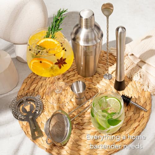 Vacu Vin Cocktail Set Plus, 7-Piece Stainless Steel Bartender Kit with