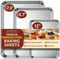 Baking Sheet Set of 3: Stainless Steel Cookie Sheets for Baking
