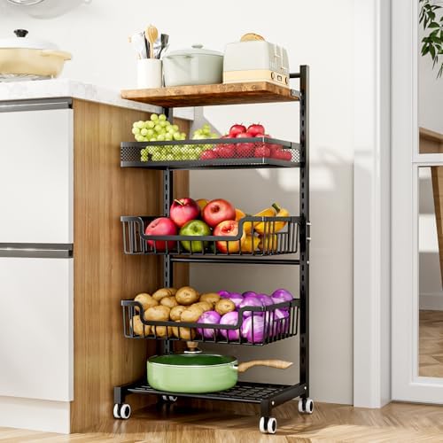 HapiRm Fruit Basket Kitchen Cart - Floor 5 Tier Adjustable Fruit and