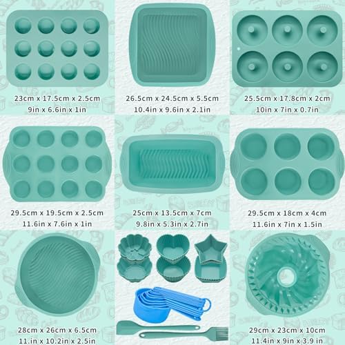 39 Pieces Silicone Bakeware Set, Nonstick Silicone Baking Pans Set